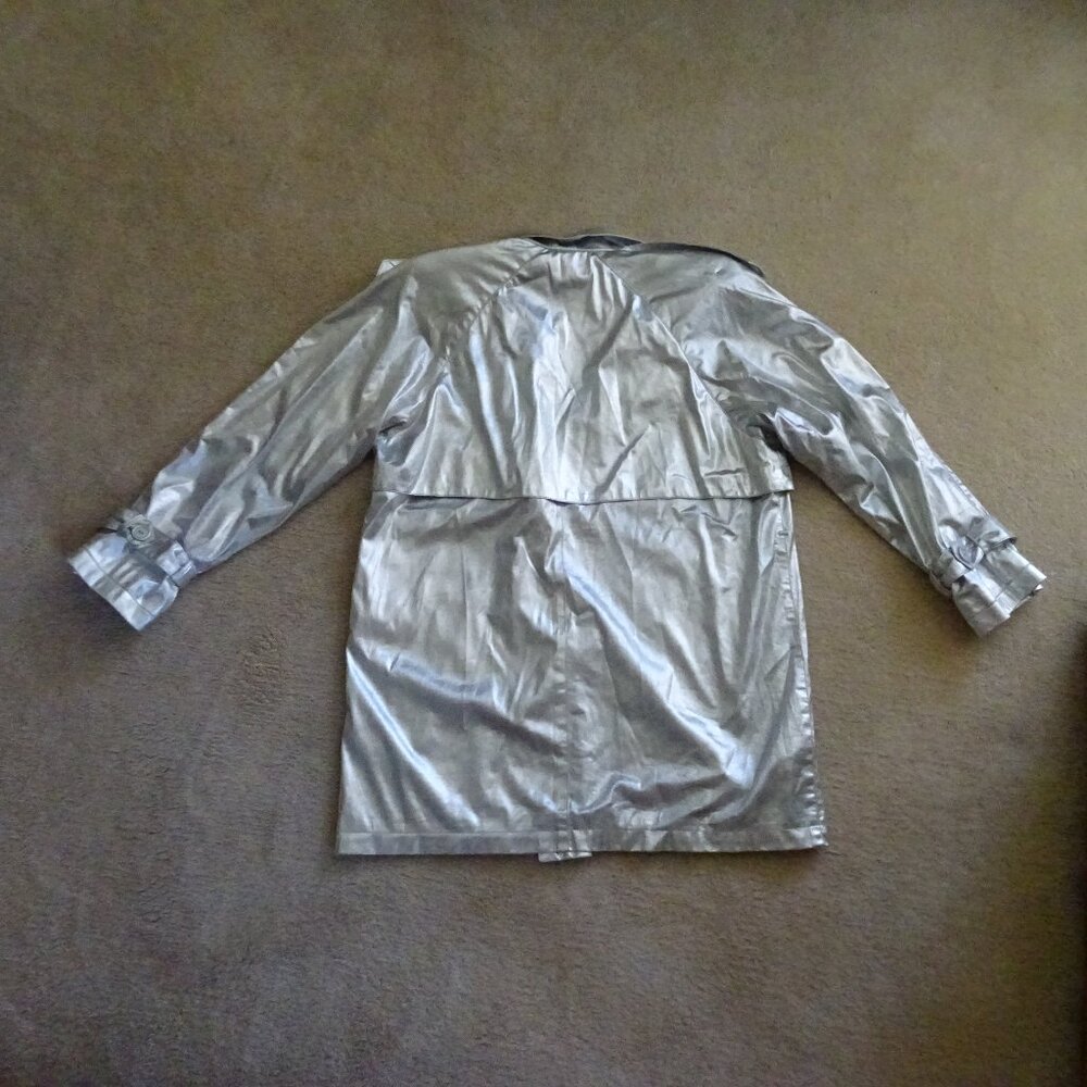 Silver Metallic Trenchcoat Jacket, Small - image 6